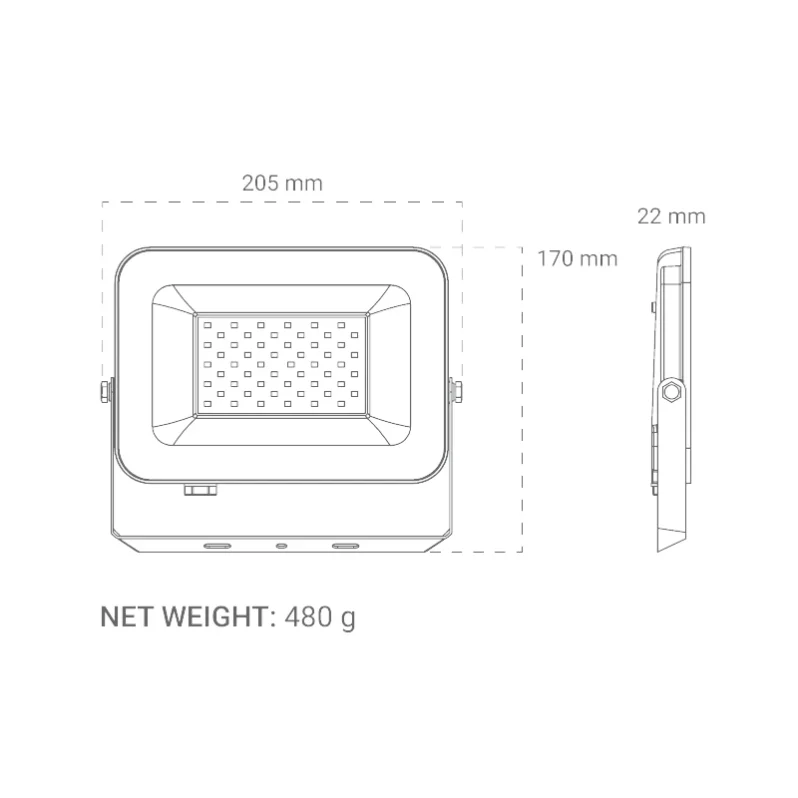 DIMENZIJE LED REFLEKTOR ALX-50BK