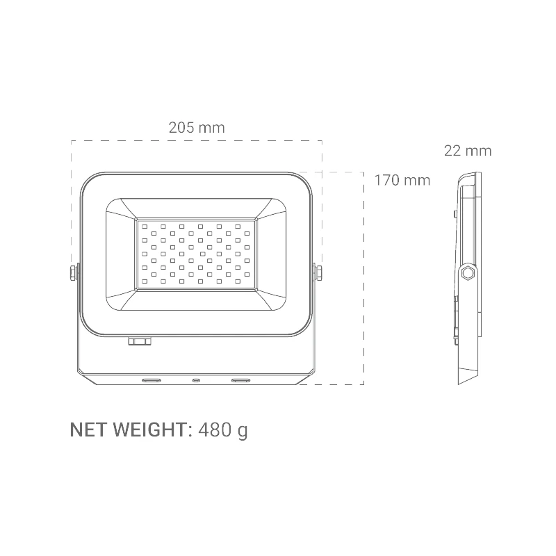 DIMENZIJE LED REFLEKTOR ALX-50BK