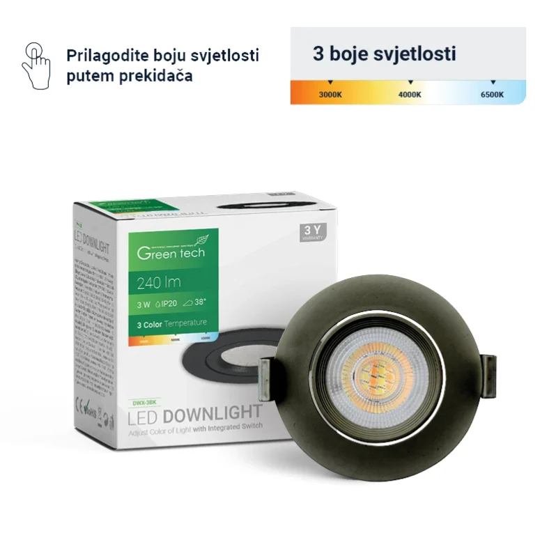 LED DOWNLIGHT 3W CRNI