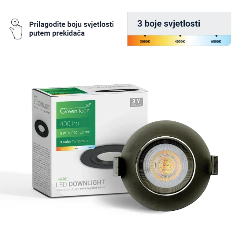 LED DOWNLIGHT 5W BLACK (DWX-5BK) - Slika 1